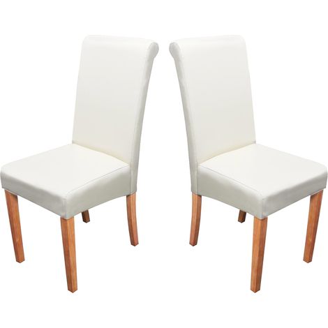 Set 2x sedie soggiorno elegante Novara II pelle sala da pranzo 60x41x99cm avorio piedi chiari (1/3)