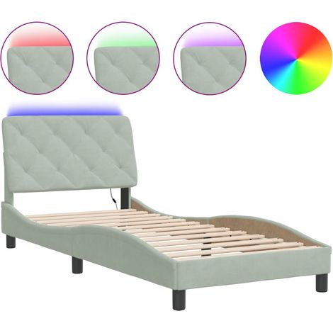 Maison Exclusive - Giroletto con LED senza Materasso Grigio Chiaro 90x200 cm in Velluto (1/5)