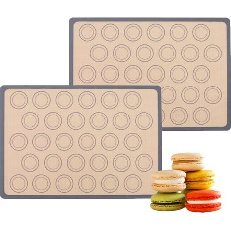 Ensemble de 2 tapis de cuisson, tapis de cuisson pour macarons, tapis de cuisson réutilisable en silicone, tapis de cuisson antiadhésif (1/5)