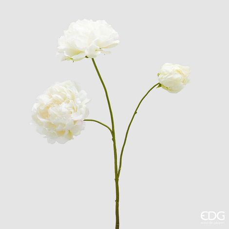 EDG Enzo De Gasperi Peonia Ramo x3 con H 67 Cm Pianta Artificiale Colore Avorio