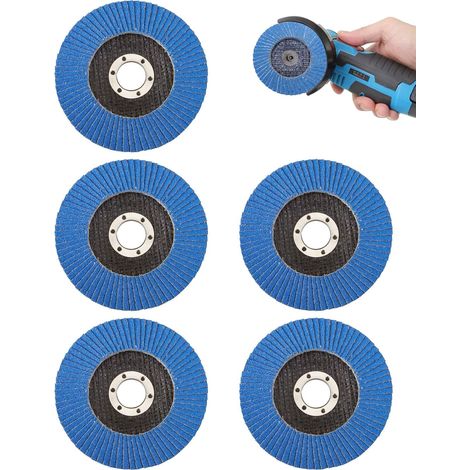 Disque à Lamelles 115mm 60 Grain Diamant pour Meuleuse d'Angle, 5 Pièces Disque Abrasif Zirconium Alumine Haute Densité pour Métal Acier Inoxydable Bois Polissage Décapage Soudure Finition (1/5)