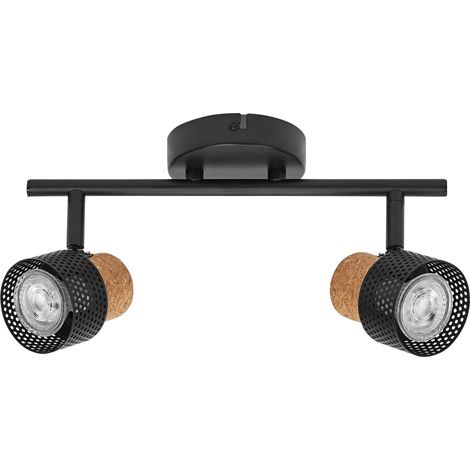 OSRAM DECOR SPOT CORK, 2 x 3,4W, 460lm, noir, spot, têtes réglables, utilisation polyvalente, spot d’intérieur, ampoules LED remplaçables, ton blanc chaud, GU10 (1/5)