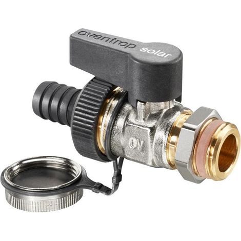 OVENTROP KFE-Kugelhahn Optiflex mit Außengewinde PN 16, mit Kunststoff Schlauchverschraubung, für Solar DN 15, G 1/2, Durchgang, vernickelt, 1033372 (1/5)