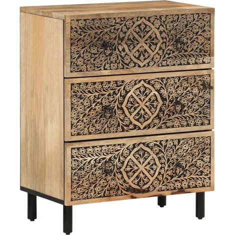 Armadio laterale 60 x 33 x 75 cm spazio di archiviazione funzione espositiva stile retro in legno massello di mango 020047285