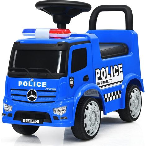 COSTWAY Coche Correpasillos para Niños de Policía, Coche sin Pedales para Bebé Mercedes Benz con Espacio de Almacenamiento, Volante, Respaldo Seguro, para Niños de 12-36 Meses (1/5)