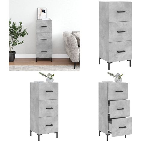 Buffet Gris béton 34,5x34x90 cm Bois d'ingénierie - Buffet Moderne - Meuble De Rangement - Commode - Meuble Gris - Mobilier Design - Home & Living (1/5)