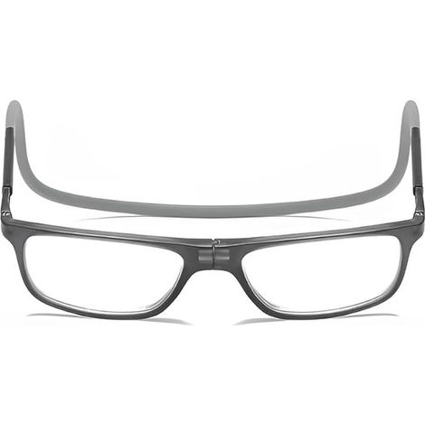Gafas de lectura con cierre magnético，Cómodo cierre magnético en la parte delantera，Gafas de lectura para hombre y mujer (gris，200 dioptrías) (1/5)