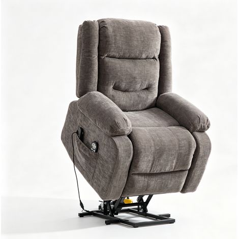 Fauteuil relax électrique- Aide à la levée- Massage 8 points & Chauffage- Réglage électrique- Télécommande– Poches latérales-Gris (1/5)