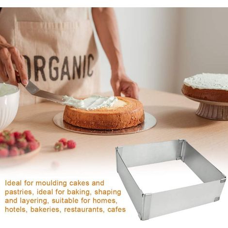 Backrahmen rectangulaire réglable –acier Inoxydable Plat à four rectangulaire, Moule à gâteau rectangulaire pour la Cuisson et pour la Préparation de Schichttorten (1/4)