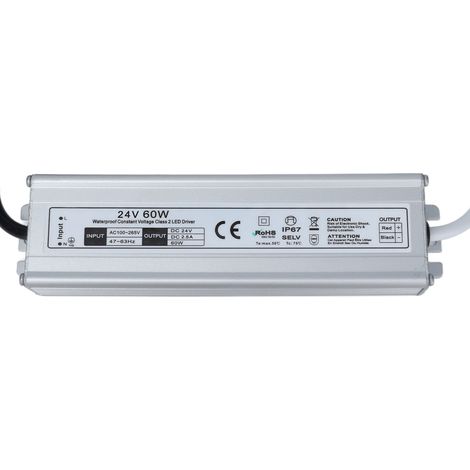 Alimentation étanche 60W IP67 LED, transformateur 24V pour bande LED, entrée AC100-265V prise UE, bloc d'alimentation extérieur étanche, convertisseur 24 volts. (1/5)