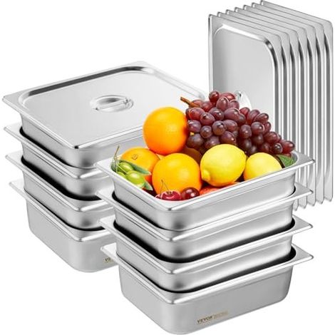 Bac Gastronorme GN 1/2 Lot de 8 Récipient Inox pour Bain-marie 0 (1/5)