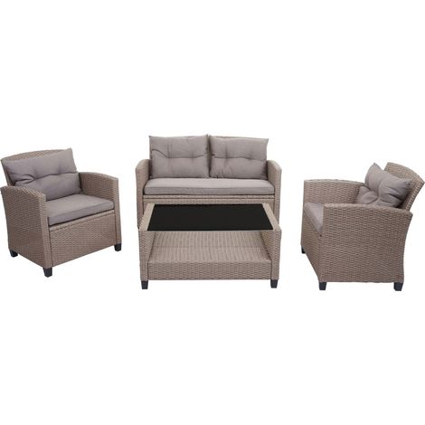 Mobili da giardino in polyrattan terrazza balcone divani poltrone cuscini e tavolino grigio-marrone 040005630