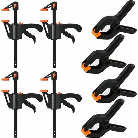 Serre-joints à une main et pinces à ressort Outils de serrage, jeu de pinces de 8 pièces pour une fixation précise de petites pièces，HANBING (1/5)