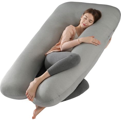 Oreiller de Grossesse pour Dormir, Coussin de maternité en Forme de U pour Le Dos, Les Hanches, Le Ventre, Les Jambes pour Femme Enceinte, Housse rafraîchissante Amovible, (1/5)