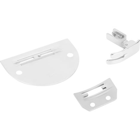 Ensemble de 3 pièces pour machine à coudre industrielle à plat : plaque à aiguille, pied presseur denté (1/2)