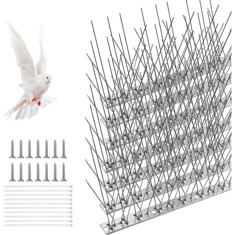 1.75M Pic Anti-Pigeon en Acier Inoxydable (7PCSx25CM), Pique Anti Oiseaux pour éloigner Corbeaux et Petits Oiseaux avec 10 Attaches-Câbles en Plastique pour Toitures, Fenêtres (1/5)