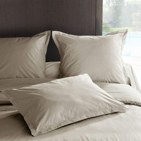 Taie d'oreiller en percale de coton - Manoir - 50 x 70 cm - Brun - Livraison gratuite (1/2)