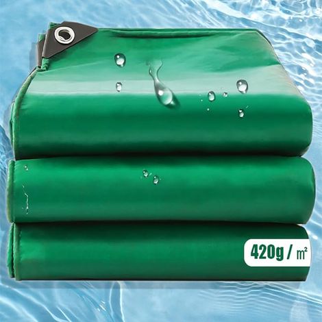 Bâche en PVC 420 g/m² avec œillets imperméable,Verte 1x2m (1/5)