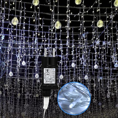 Randaco 10m 200 LED Congelamento Pioggia Ghiacciolo Luci da Giardino di Natale Tenda Luci Leggiadramente, Bianco Freddo (1/5)