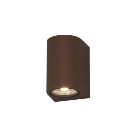 Applique monoemissione top light lione ap gu10 led ip65 alluminio vetro, finitura metallo corten