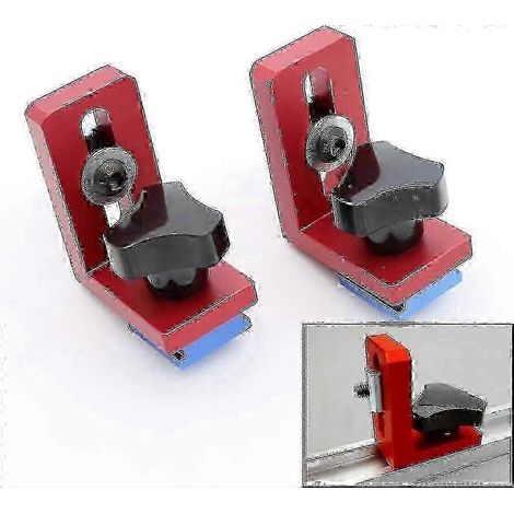 Ensemble de 2 équerres coulissantes en T pour outils de travail du bois, compatibles avec les profilés en aluminium (1/5)