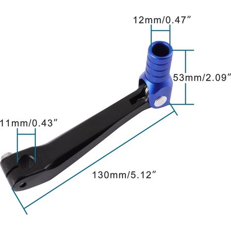 Motorcycle gear shift lever compatible with Bosuer Apollo air-cooled/water-cooled 250cc black lever with blue head. (1/4)