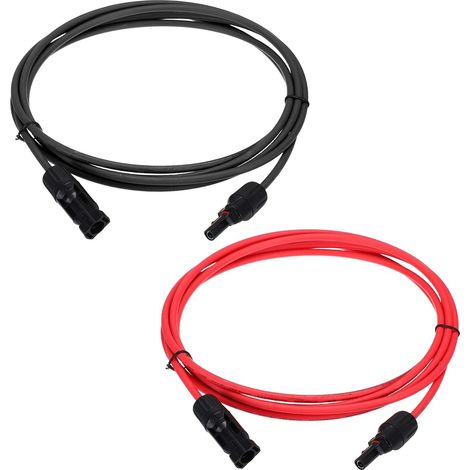 1 Paire Câble d'Extension pour Panneau Solaire, 14AWG 1000V Mâle à Femelle Câble Solaire Étanche, Câble pour Panneau Solaire pour RVs, Systèmes Photovoltaïques, Noir (1/5)