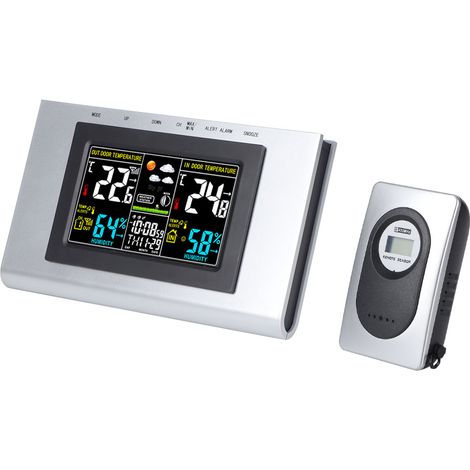 TS H127G Digitales Thermometer/Hygrometer mit Temperatur- und Feuchtigkeitsanzeige, Kalender und Uhr, ABS (1/5)