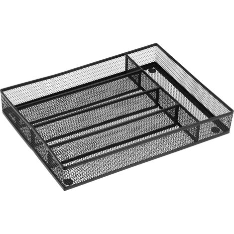 Organiseur De Rangement En Métal À 5 compartiments Tiroir Bureau Égouttoir Ustensiles Cuisine Noir - (1/5)