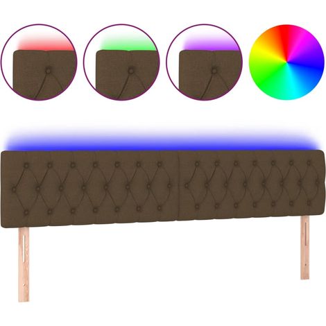 Testiera Testata del letto a LED Marrone Scuro 180x7x78/88 cm in Tessuto (1/5)