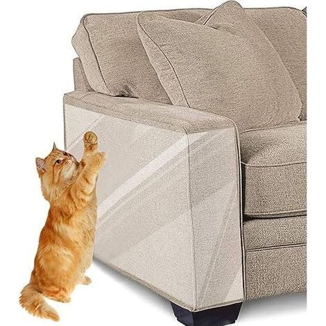 Ruban Anti-Rayures pour Chats, Protecteur de Meubles de 8 Pièces, Feuilles de Ruban de Dressage Anti-Rayures Transparentes Double Face pour Chats - Canapé, Porte, Murs, Protecteur de Tapis (1/4)