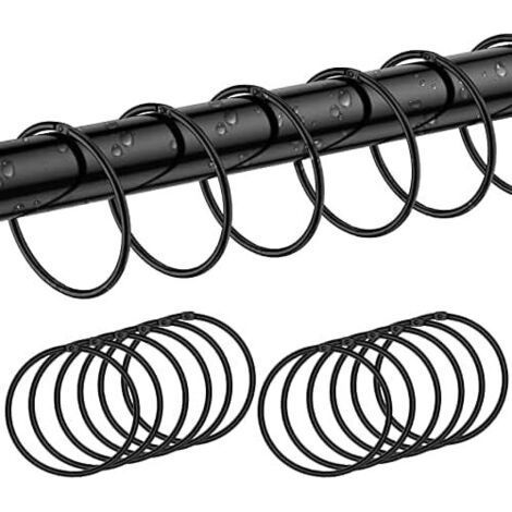 12er-Pack Duschvorhangringe, rostfreie schwarze Duschvorhanghaken, runde Metallhaken für Badezimmer, Ankleidezimmer, Fenster, Heimdekoration, leichtgängig (1/5)