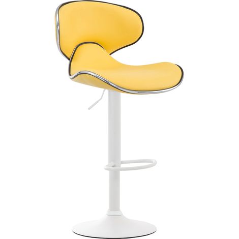 Sgabello da bar x1 seduta moderna con linee ondulate in PVC giallo base a tromba in metallo bianco 100006464