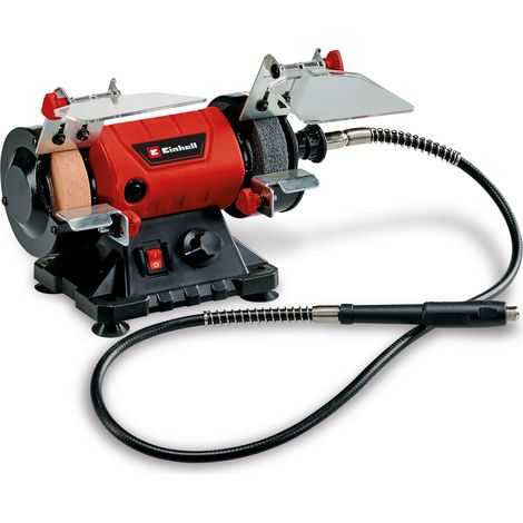Einhell Doppelschleifer TC-XG 75 Kit (max. 150 W, Ø75xø10x20 mm Schleifscheiben, kugelgelagerte Welle, inkl. Schleifscheibe K120/K400, flexible Welle, 85-tlg. Set aus verschiedenen Aufsätzen)