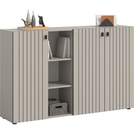 Station Schuhschrank 3 Türen, 3 Regalböden Kaschmir Dekor.