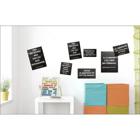 Sticker autocollant décoratif Albert Einstein, 6 cadres ardoises, citations créatives, 68 cm X 24 cm. (1/2)