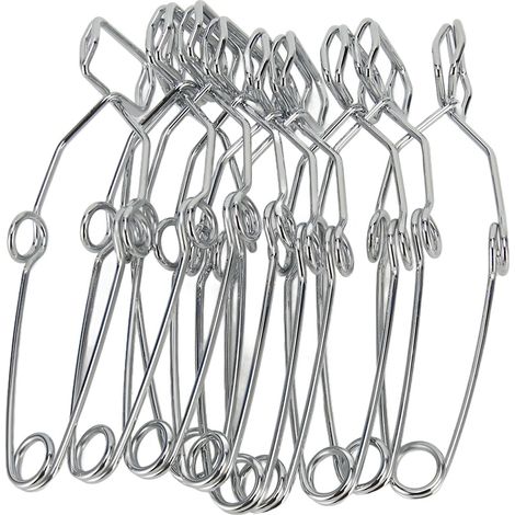 Lot de 10 pinces pour tubes à essai en acier inoxydable - Résistantes aux hautes températures, prise en main confortable, avec anneau pour le doigt - Pinces pour tubes à essai de laboratoire (1/5)