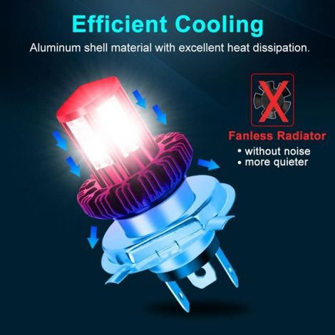 Ampoule Moto - LED BA20D H4 HI LO Beam - 6000K Blanc - 12W/18W - 1200 lm - Étanche IP67 - Pour Phare Moto - 2 Pièces (1/4)
