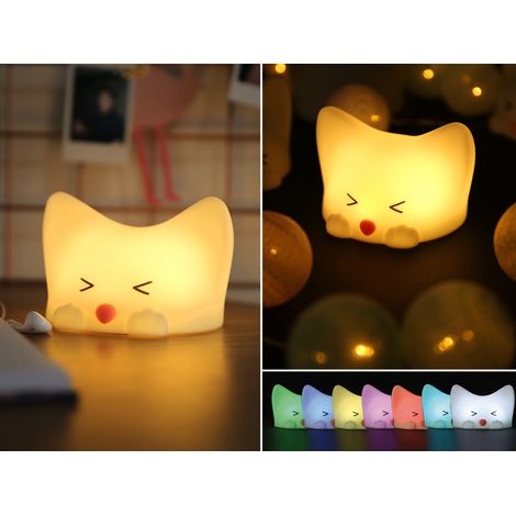 Nachtlicht CATTY CAT, per USB aufladbar, dimmbar, 7 Lichtfarben, mit Soundeffekt (1/5)