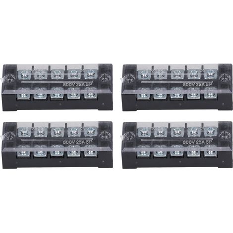4pcs Barrière de Fils Bornier Professionnel Haute Intensité TB Fixe à Vis Bloc de Jonction 600V 25A 5 Broches (2505) (1/5)