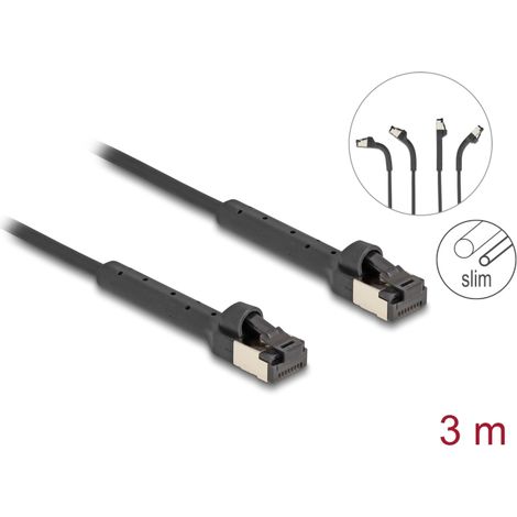 Delock Cable de red RJ45 Slim Cat.8.1 U/FTP flexible hasta 40 Gbps negro 3 m