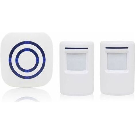 Système d'alarme sans fil pour sonnette de magasin/passage avec détecteur de mouvement/accès 38 tonalités, portée jusqu'à 100 m, blanc - (1/5)