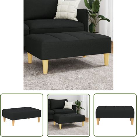 The Living Store Repose-pied noir 77x55x31 cm tissu - Tabouret - Repose-pied - Coussin - Assise Supplementaire - Mobilier Intérieur (1/5)