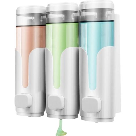 Soap Dispenser 3 Refillable Wide Opening Bottles Bathroom
