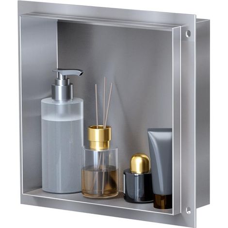 VILSTEIN Duschnische 30x30 cm Unterputz Wandnische Edelstahl Randloses Duschregal mit Ablage (1/5)