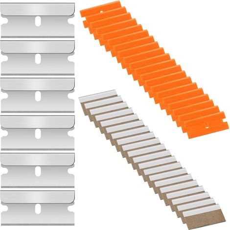 40 pièces Lame Grattoir de Rechange, Grattoir Vitre, Grattoir Vitrocéramique, Racloir, Racloir Vitrocéramique, Métal/Plastique Lames Rechange Pour Grattoir, Avec emballage indépendant (1/5)