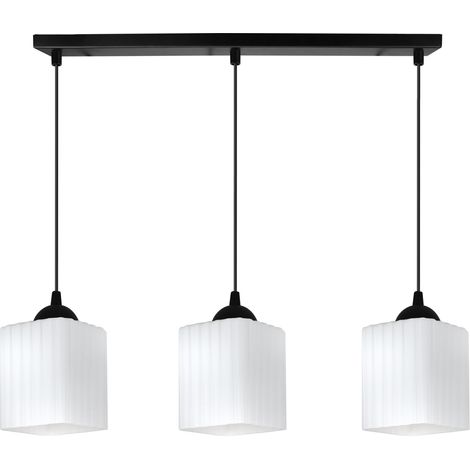 Riffle Pendelleuchte, schwarz, 3-flammig, weißer Würfel, E27 (1/5)