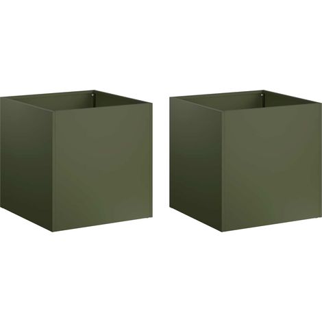 Macetero de Jardín 2 uds. Verde oliva 20 x 20 x 20 cm vidaXL
