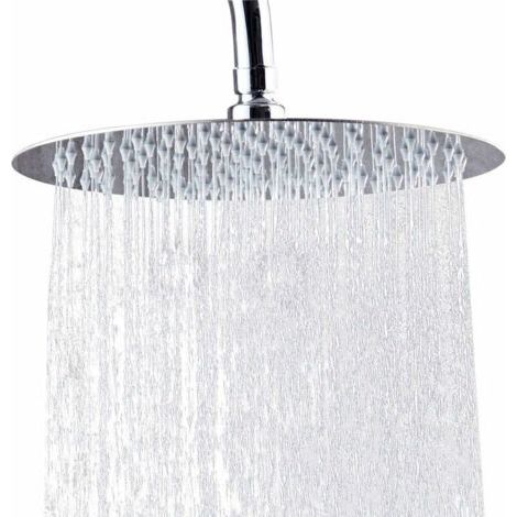 Sollbry Pommeau de douche, pomme de douche ronde en acier inoxydable de 10 pouces, pomme de douche à jet de pluie ultra-mince à haute pression de 304,25 cm, douchette à main anticalcaire, chromée (1/5)