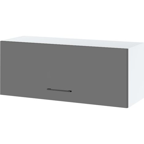 Meuble haut SLIM de cuisine Lovia Gris Mat 1 porte relevable L 90 cm - Porte avec poignée apparente Grey